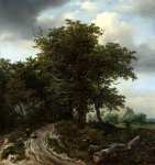 Jacob van Ruisdael - A Road winding between Trees towards a Distant Cottage